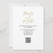 スクリプエレガントト黒と金ゴールドのQRコード結婚 招待状 (裏面)