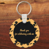 スクリプエレガントト黒と黄色の卒業の好意 キーホルダー (裏面)