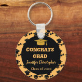 スクリプエレガントト黒と黄色の卒業の好意 キーホルダー (正面)