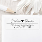 スクリプエレガントト黒ハート結婚の差出人住所 ラベル (インサイチュ)