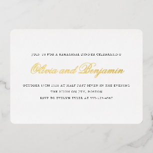 スクリプエレガントト黒リハフォーマルーサルディナー金ゴールド 箔招待状