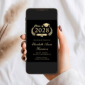 スクリプエレガントト黒写真金ゴールド大学卒業 案内状