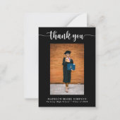 スクリプエレガントト黒卒業写真ありがとう ノートカード (正面)