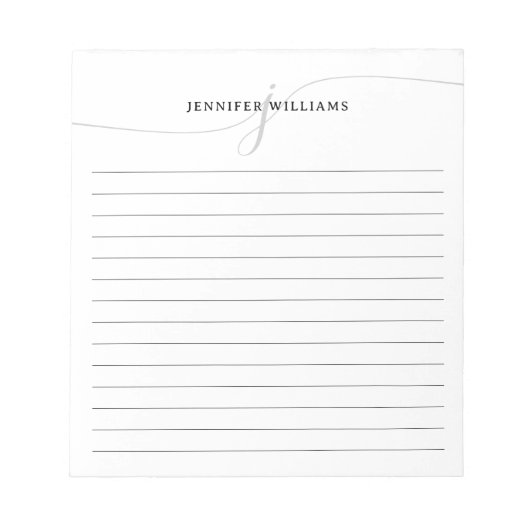 スクリプエレガントト黒灰色モノグラムモダン線 ノートパッド (正面)