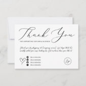 スクリプエレガントト黒白オーダーサンキュー サンキューカード (正面)