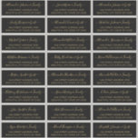 スクリプエレガントト黒金ゴールドの結婚ゲストアドレス シール<br><div class="desc">モダンScript Black andエレガント MinimalistのGuest Name Addressのラベルのステッパーソナライズされたカー。ゲスト名は書キュラップの手で書かれた渦巻形のスワッシュテールフォントスクリプトに含まれる。これは24のシールを持っている。</div>