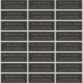 スクリプエレガントト黒金ゴールドの結婚ゲストアドレス シール