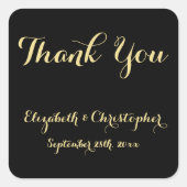 スクリプエレガントト黒金ゴールドの結婚感謝の好意 スクエアシール (正面)