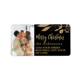 スクリプエレガントト黒金ゴールドクリスマス差出人住所 ラベル