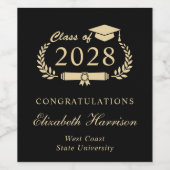 スクリプエレガントト黒金ゴールドパーティーの卒業 ワインラベル (シングルラベル)