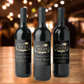 スクリプエレガントト黒金ゴールドパーティーの卒業 ワインラベル