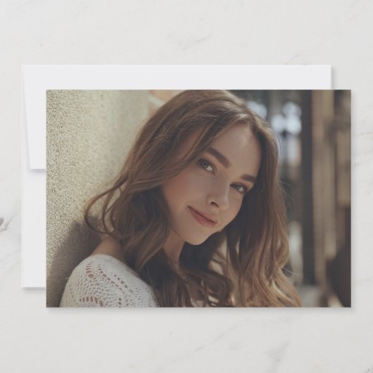 スクリプエレガントト黒金ゴールド写真卒業 案内状 (裏面)