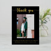 スクリプエレガントト黒金ゴールド写真卒業 箔招待状 (立ち正面)