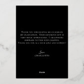 スクリプエレガントト黒金ゴールド写真卒業 箔招待状 (裏面)