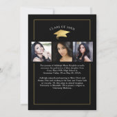 スクリプエレガントト黒金ゴールド4写真卒業 案内状 (裏面)