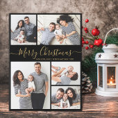 スクリプエレガントト黒金ゴールド5写真クリスマス シーズンカード