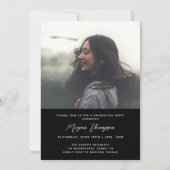 スクリプエレガントト黒2枚の写真卒業 招待状 (裏面)