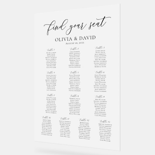 スクリプエレガントト13テーブル座席表アクリル記号 アクリルサイン (傾斜)