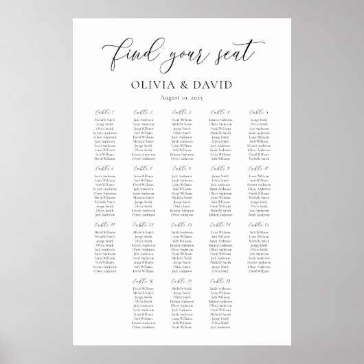 スクリプエレガントト18テーブル座席表 ポスター (正面)