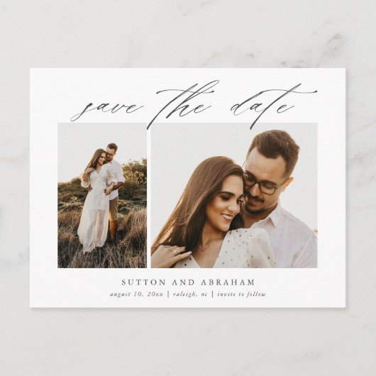 スクリプエレガントト2フォトウェディング日付の保存 案内ポストカード (正面)