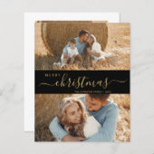 スクリプエレガントト2フォトクリスマスホリデーカード (正面/裏面)