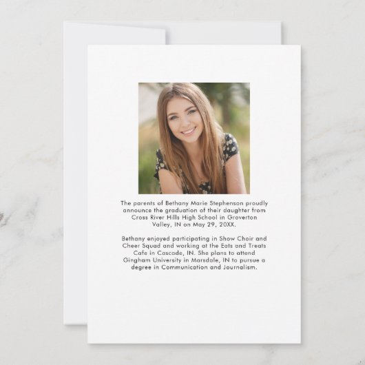 スクリプエレガントト2写真の卒業 案内状 (裏面)