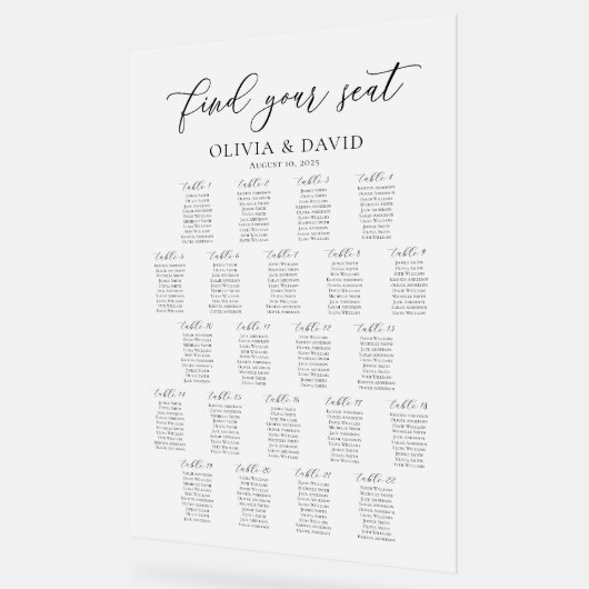 スクリプエレガントト22テーブル座席表アクリル記号 アクリルサイン (傾斜)