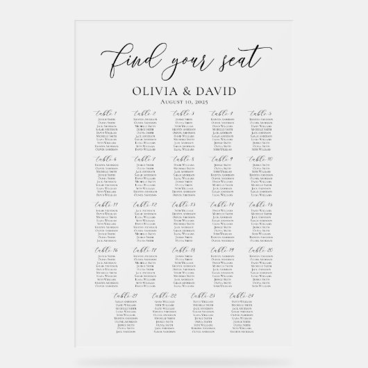 スクリプエレガントト24テーブル座席表アクリル記号 アクリルサイン (正面)