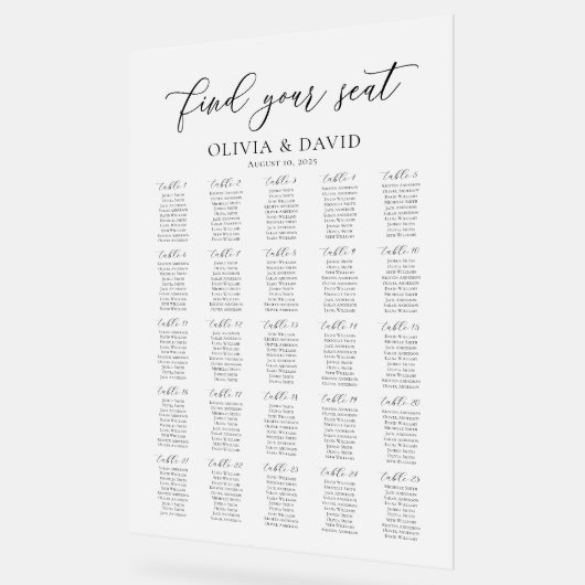 スクリプエレガントト25テーブル座席表アクリル記号 アクリルサイン (傾斜)