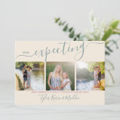 スクリプエレガントト3スクウェア写真緑ピンク妊娠 案内状 (スタンド正面)
