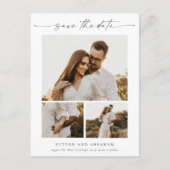 スクリプエレガントト3フォトウェディング日付の保存 案内ポストカード (正面)
