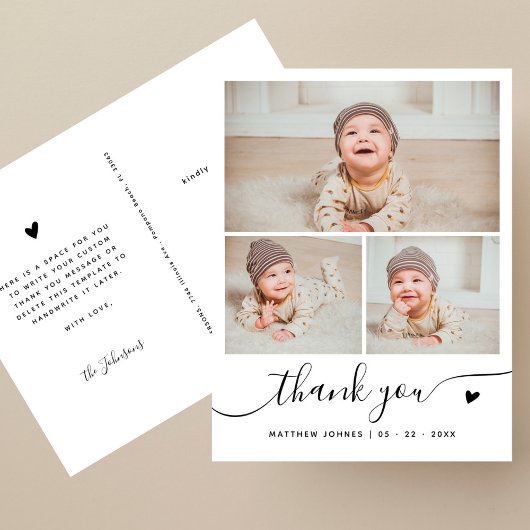 スクリプエレガントト3フォトコラージュありがとうベビー ポストカード