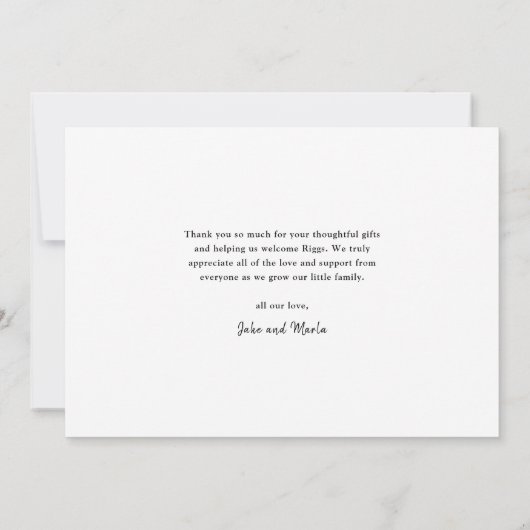 スクリプエレガントト3フォトコラージュベビー サンキューカード (裏面)