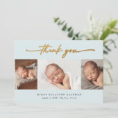 スクリプエレガントト3フォトコラージュベビー サンキューカード (スタンド正面)
