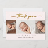 スクリプエレガントト3フォトコラージュベビー サンキューカード (正面)