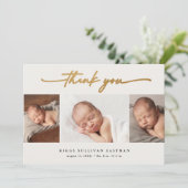 スクリプエレガントト3フォトコラージュベビー サンキューカード (スタンド正面)