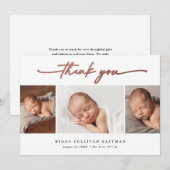スクリプエレガントト3フォトコラージュベビー サンキューカード (正面/裏面)