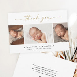 スクリプエレガントト3フォトコラージュベビー サンキューカード