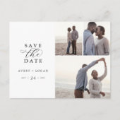 スクリプエレガントト3フォトコラージュ日付の保存 インビテーションポストカード (正面)