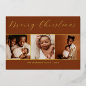 スクリプエレガントト3フォトベージュチョコレートクリストファー 箔招待状 (正面)