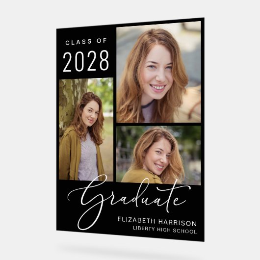 スクリプエレガントト3写真の卒業へようこそ アクリルサイン (傾斜)