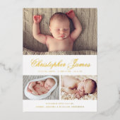 スクリプエレガントト3写真コラージュ生誕発表 箔招待状 (正面)