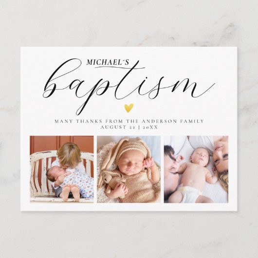 スクリプエレガントト3写真バプテスマありがとう ポストカード (正面)