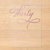 スクリプエレガントト30バラ金ゴールド30th Birthday アクリル招待状 (正面)