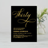 スクリプエレガントト30ブラック金ゴールド30th Birthday 箔招待状 (立ち正面)