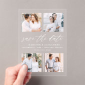 スクリプエレガントト4フォトウェディング日付の保存 アクリル招待状 (インサイチュ (ポータブル))