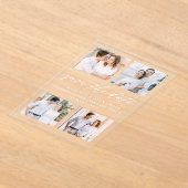 スクリプエレガントト4フォトウェディング日付の保存 アクリル招待状 (レイダウン)