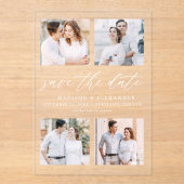 スクリプエレガントト4フォトウェディング日付の保存 アクリル招待状 (正面)