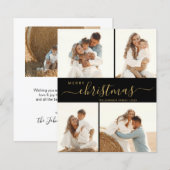 スクリプエレガントト4フォトクリスマスホリデーカード (正面/裏面)