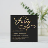 スクリプエレガントト40ブラック金ゴールド40歳の誕生日 招待状 (スタンド正面)